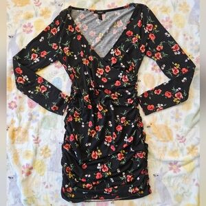 Forever 21 Black Dress with Red Floral Print